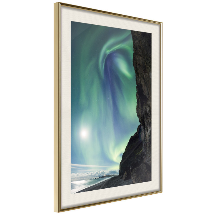 Poster Wonder of Nature - picturesque aurora borealis in the sky amidst towering cliffs 138763 additionalImage 20