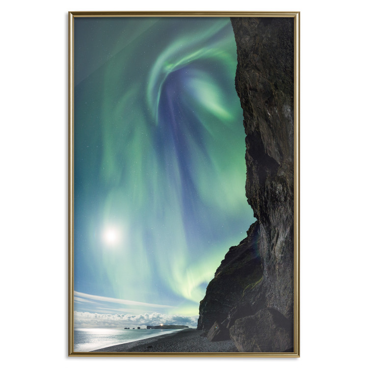 Poster Wonder of Nature - picturesque aurora borealis in the sky amidst towering cliffs 138763 additionalImage 9