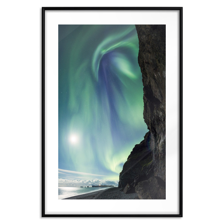 Poster Wonder of Nature - picturesque aurora borealis in the sky amidst towering cliffs 138763 additionalImage 20