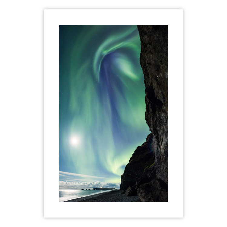 Poster Wonder of Nature - picturesque aurora borealis in the sky amidst towering cliffs 138763 additionalImage 24