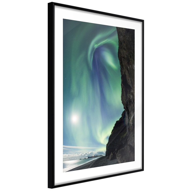 Poster Wonder of Nature - picturesque aurora borealis in the sky amidst towering cliffs 138763 additionalImage 3