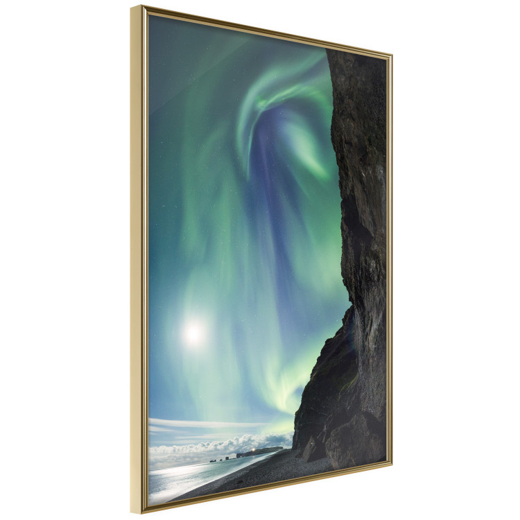 Poster Wonder of Nature - picturesque aurora borealis in the sky amidst towering cliffs 138763 additionalImage 12