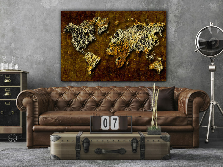 Canvas Print Golden Lands (1-piece) Wide - world map in rich aesthetics 142363 additionalImage 3