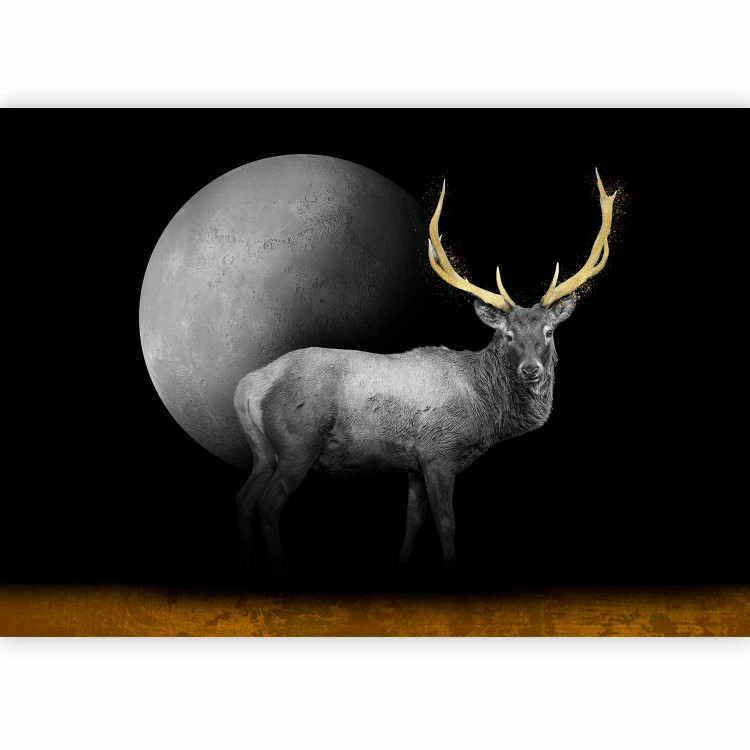 Photo Wallpaper Deer in grey - animal with golden elements on a moon background 143263 additionalImage 5