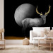 Photo Wallpaper Deer in grey - animal with golden elements on a moon background 143263