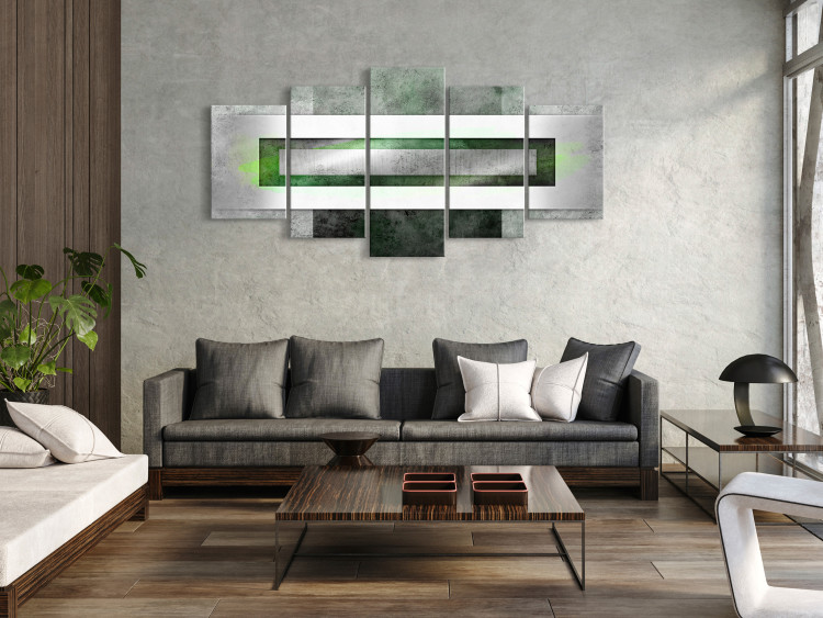 Canvas Metal Abstraction (5-piece) - geometric green composition 144063 additionalImage 3