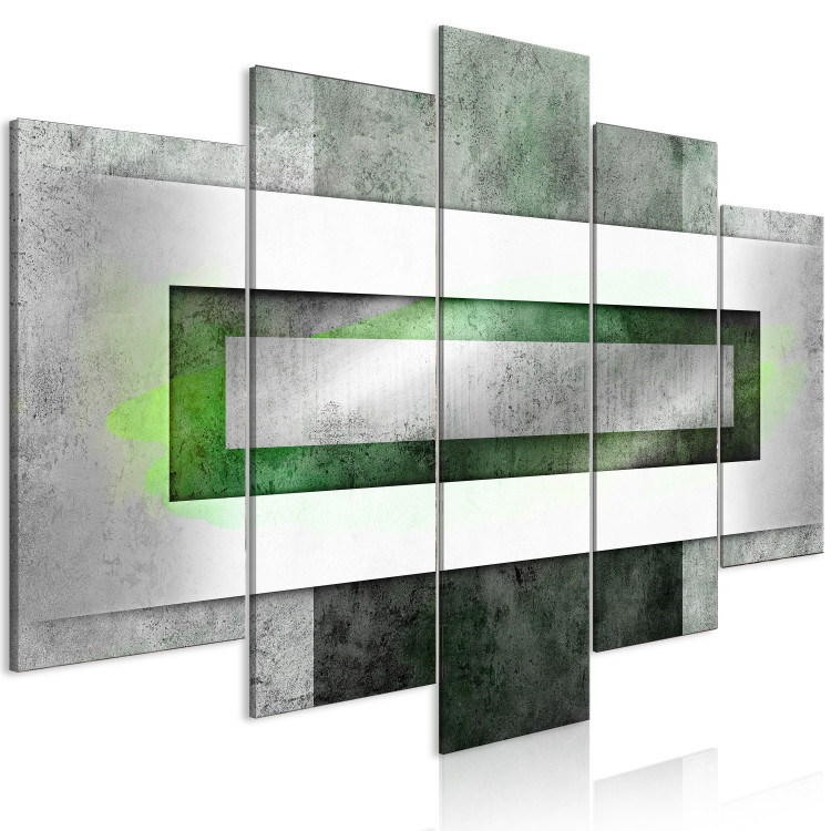 Canvas Metal Abstraction (5-piece) - geometric green composition 144063 additionalImage 2