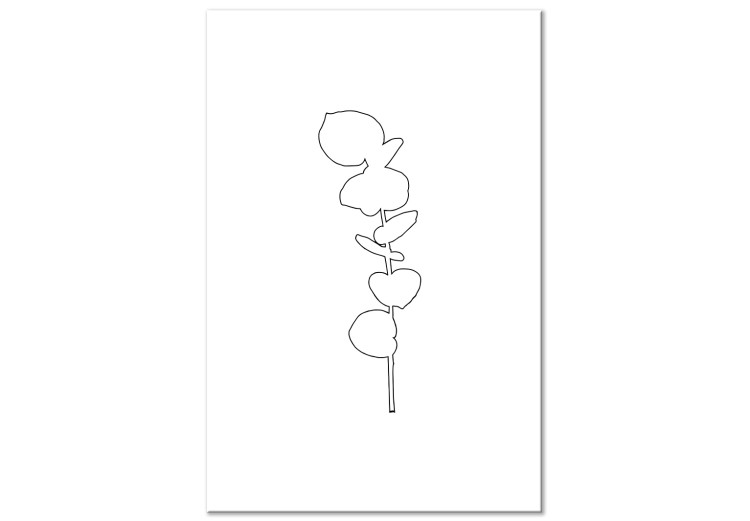 Canvas Art Print Graphic Eucalyptus - Linear Drawing of a Leaf in a Minimalist Style 146163