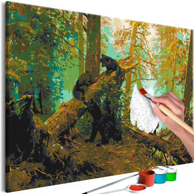 Paint by Number Kit Bear Play - Family of Brown Animals in a Pine Forest 148463 additionalImage 4
