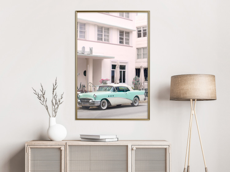Wall Poster Retro Style - Sunny Street in a Pink Glow and a Car 149063 additionalImage 10
