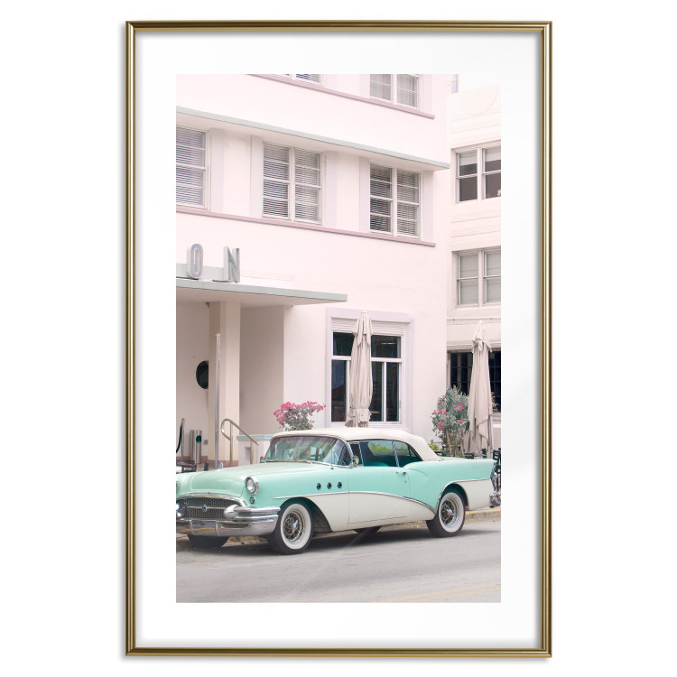Wall Poster Retro Style - Sunny Street in a Pink Glow and a Car 149063 additionalImage 20
