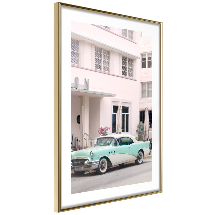 Wall Poster Retro Style - Sunny Street in a Pink Glow and a Car 149063 additionalImage 13