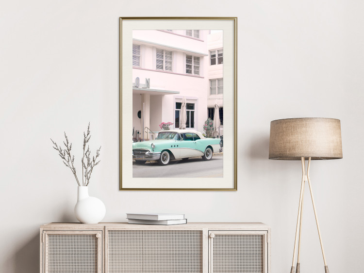 Wall Poster Retro Style - Sunny Street in a Pink Glow and a Car 149063 additionalImage 18