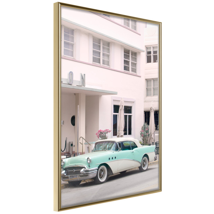 Wall Poster Retro Style - Sunny Street in a Pink Glow and a Car 149063 additionalImage 6
