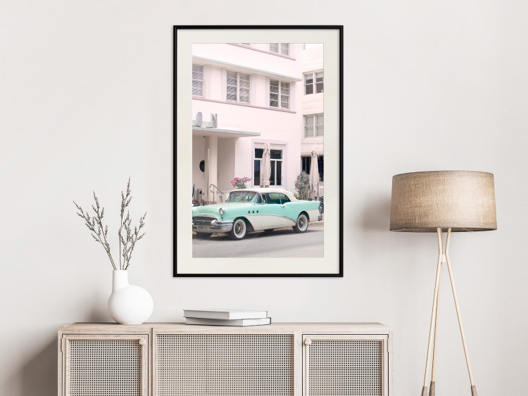 Wall Poster Retro Style - Sunny Street in a Pink Glow and a Car 149063 additionalImage 8