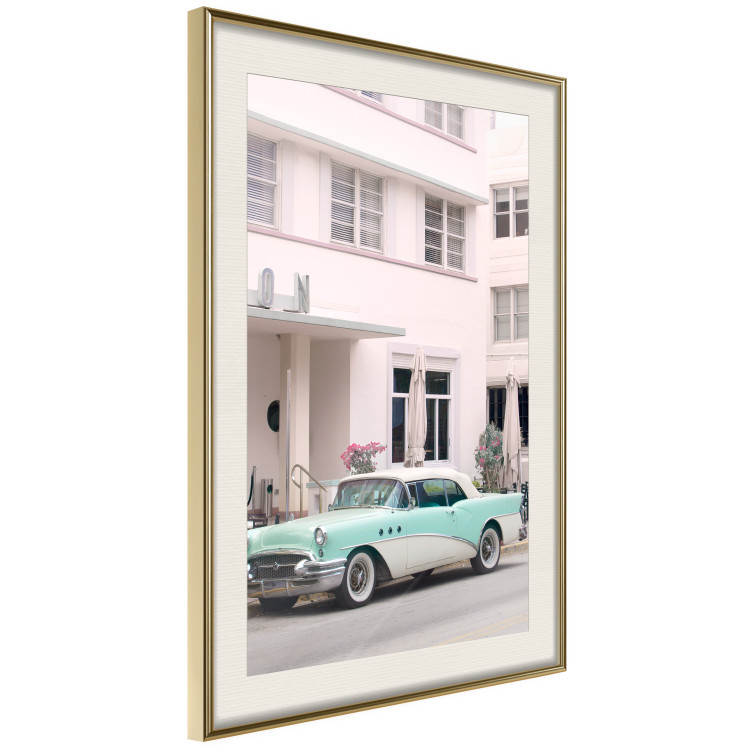 Wall Poster Retro Style - Sunny Street in a Pink Glow and a Car 149063 additionalImage 15