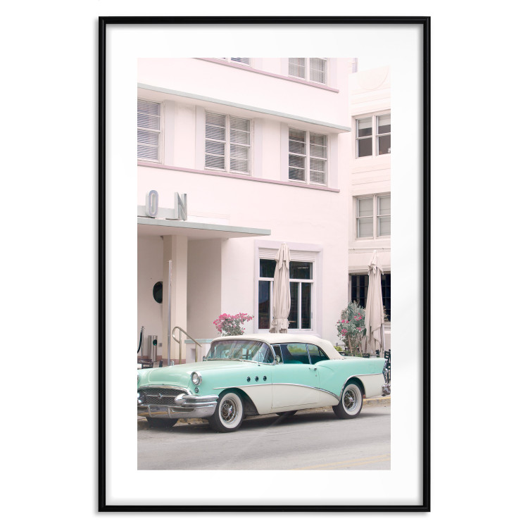 Wall Poster Retro Style - Sunny Street in a Pink Glow and a Car 149063 additionalImage 21