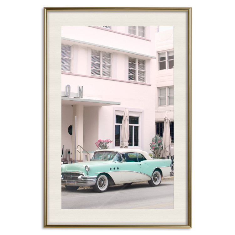 Wall Poster Retro Style - Sunny Street in a Pink Glow and a Car 149063 additionalImage 23