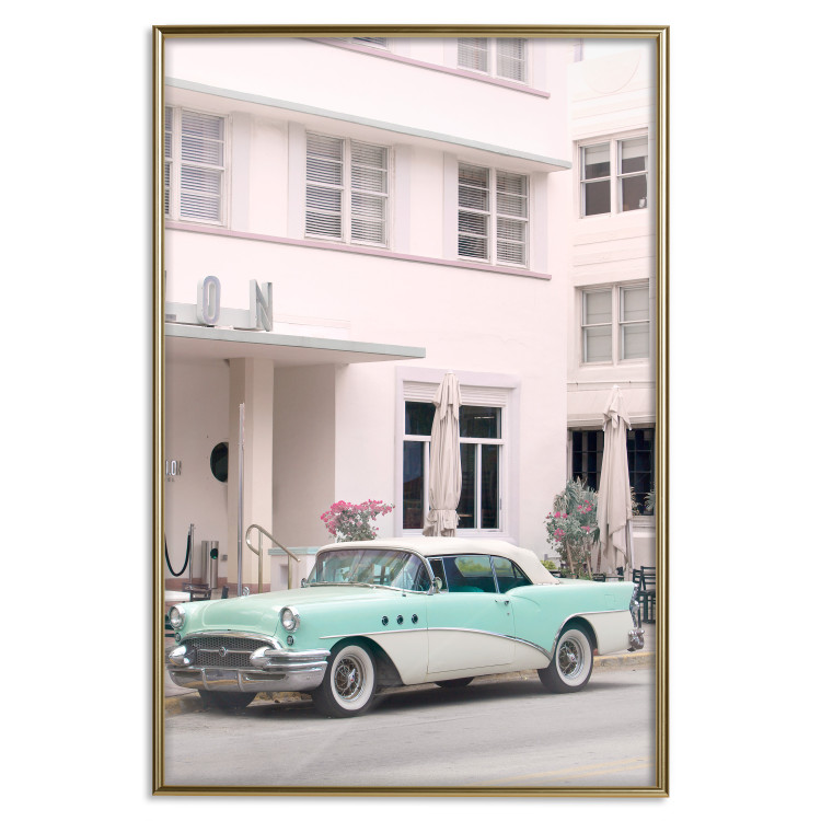 Wall Poster Retro Style - Sunny Street in a Pink Glow and a Car 149063 additionalImage 24