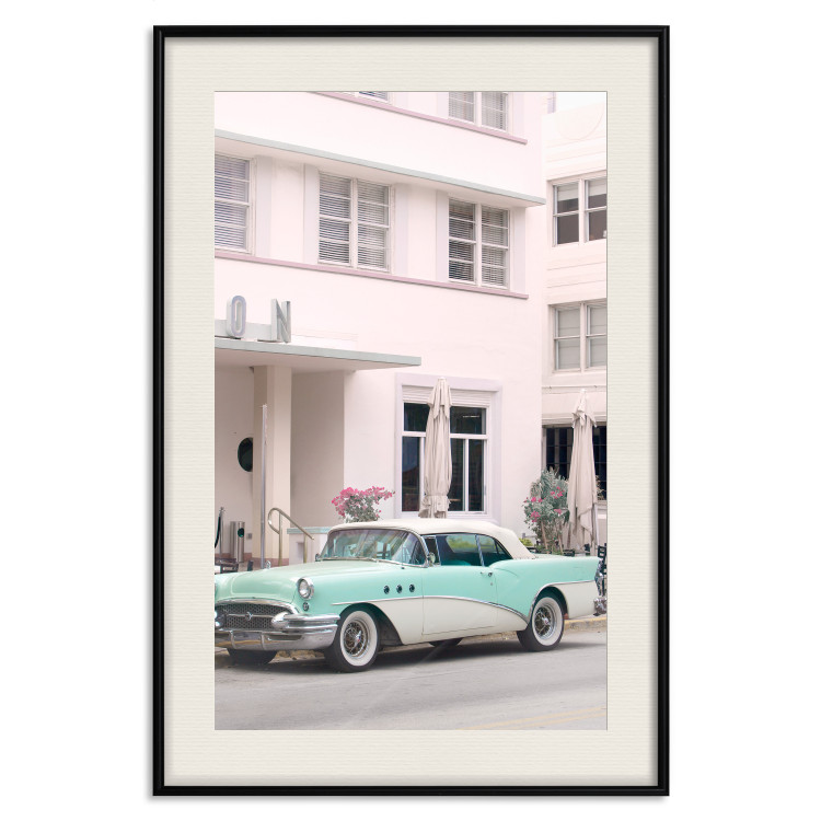 Wall Poster Retro Style - Sunny Street in a Pink Glow and a Car 149063 additionalImage 19