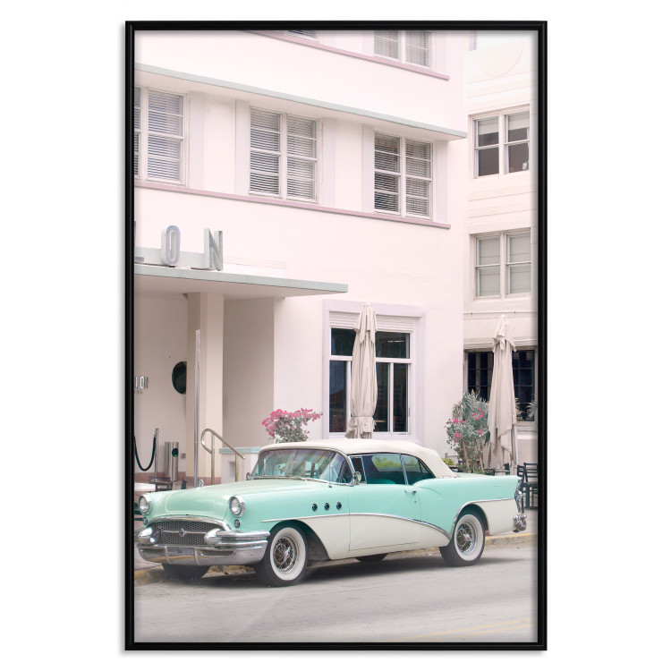 Wall Poster Retro Style - Sunny Street in a Pink Glow and a Car 149063 additionalImage 25