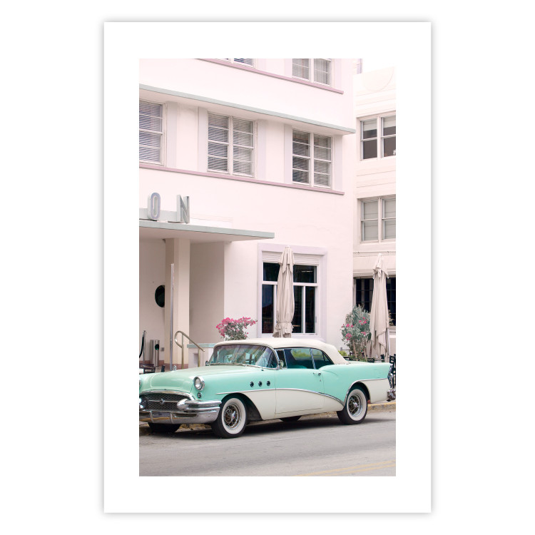 Wall Poster Retro Style - Sunny Street in a Pink Glow and a Car 149063 additionalImage 27