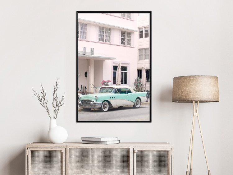 Wall Poster Retro Style - Sunny Street in a Pink Glow and a Car 149063 additionalImage 14