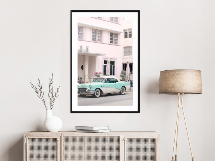 Wall Poster Retro Style - Sunny Street in a Pink Glow and a Car 149063 additionalImage 11