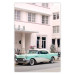 Wall Poster Retro Style - Sunny Street in a Pink Glow and a Car 149063