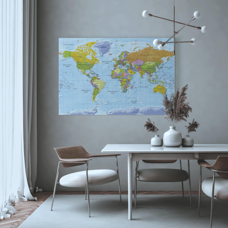 Canvas Art Print World Map in English (1-piece) - colorful continents and text 149663 additionalImage 9