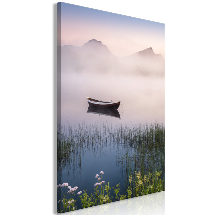Canvas Art Print Scandinavian Landscape - Wooden Boat on a Calm Lake 149863 additionalImage 2