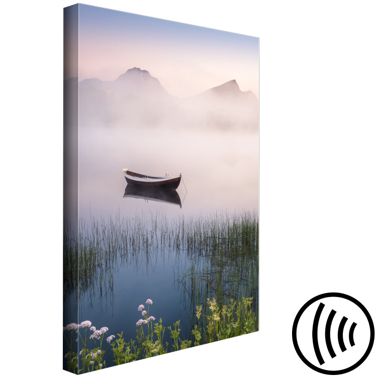 Canvas Art Print Scandinavian Landscape - Wooden Boat on a Calm Lake 149863 additionalImage 6
