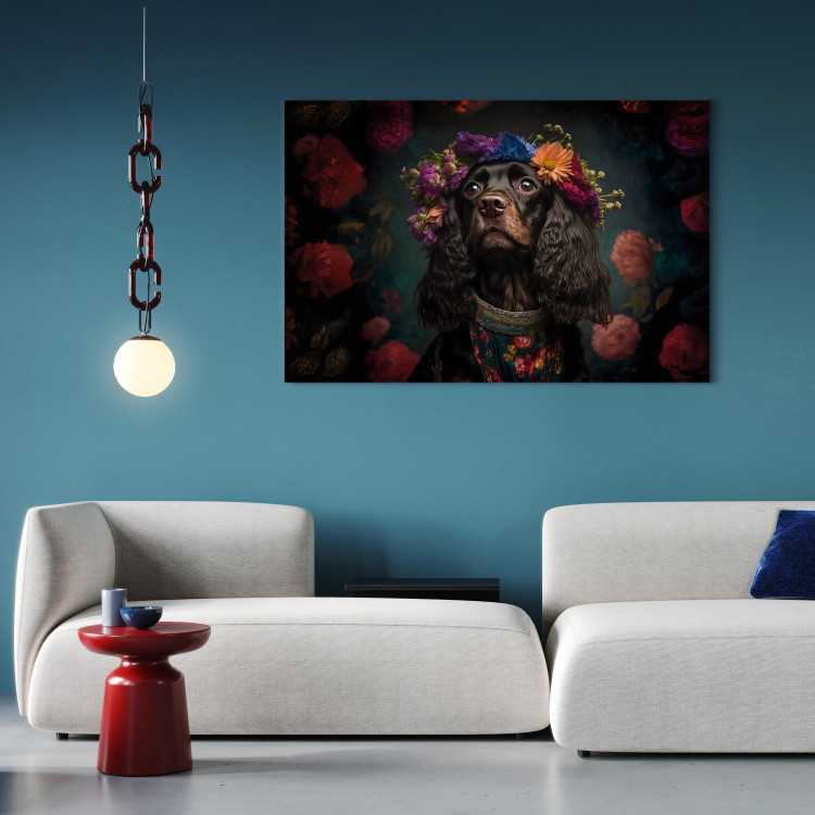 Canvas Print AI Dog Cocker Spaniel - Frida Kahlo Style Animal Fantasy Portrait - Horizontal 150263 additionalImage 11