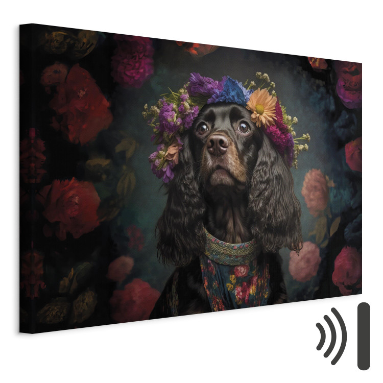 Canvas Print AI Dog Cocker Spaniel - Frida Kahlo Style Animal Fantasy Portrait - Horizontal 150263 additionalImage 8