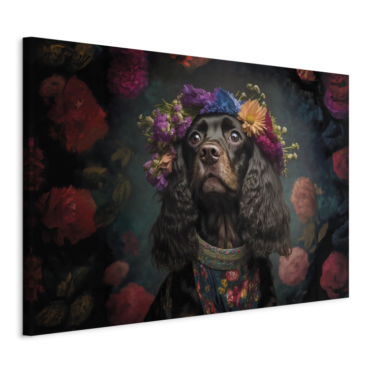 Canvas Print AI Dog Cocker Spaniel - Frida Kahlo Style Animal Fantasy Portrait - Horizontal 150263 additionalImage 2