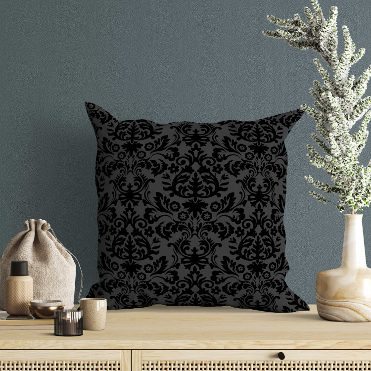 Decorative Microfiber Pillow Elegant Ornamentation - Black Composition With Delicate Pattern 151363 additionalImage 2