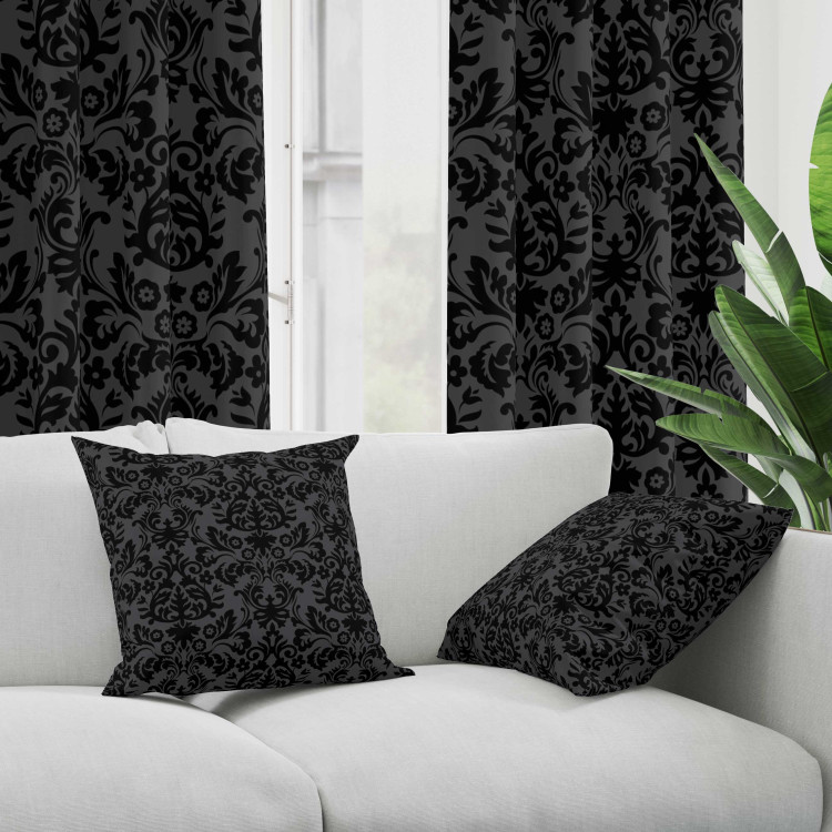 Decorative Microfiber Pillow Elegant Ornamentation - Black Composition With Delicate Pattern 151363 additionalImage 4