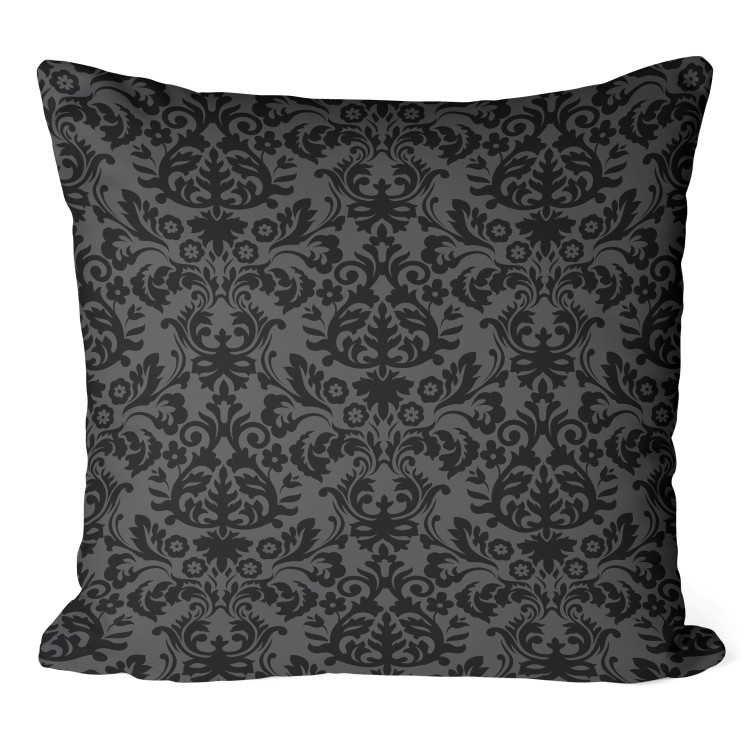 Decorative Microfiber Pillow Elegant Ornamentation - Black Composition With Delicate Pattern 151363
