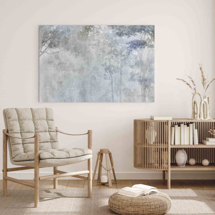 Canvas Art Print Trees in the Fog - Nature in Gray and Blue Shades 151463 additionalImage 9