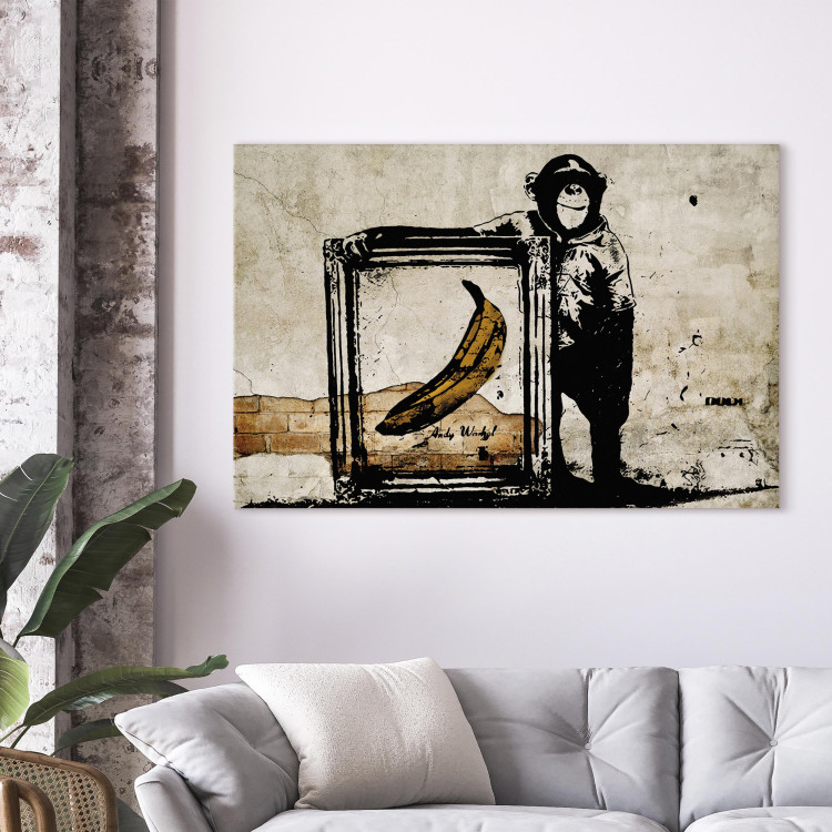 Canvas Art Print Inspired by Banksy - sepia 58963 additionalImage 11