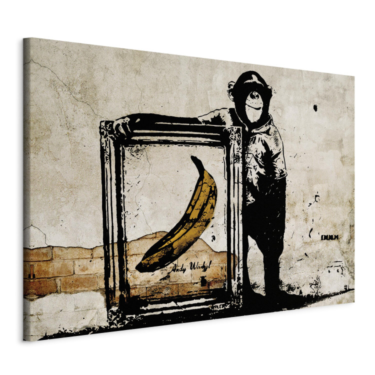 Canvas Art Print Inspired by Banksy - sepia 58963 additionalImage 2