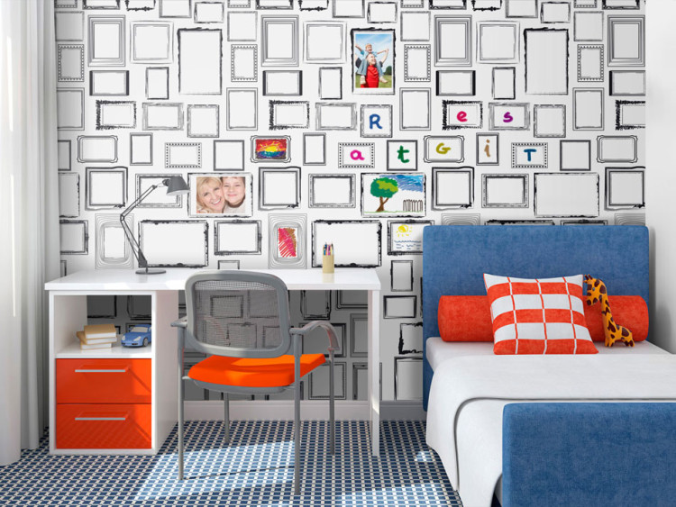 Wall Mural Create Your Own Space - Background with empty frames for DIY filling 61063
