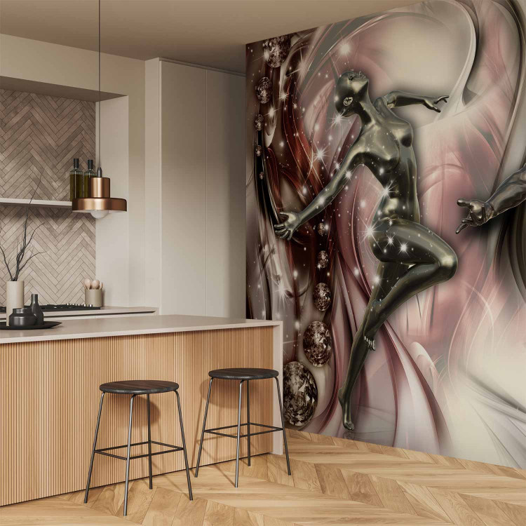 Wall Mural Dancing in brilliance - two steel figures on an abstract background in waves 64363 additionalImage 7