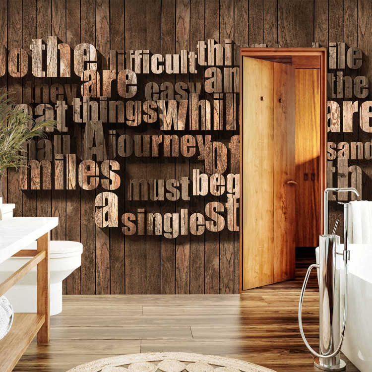 Photo Wallpaper Motivational Quote - English Text on Background with Wooden Texture 64863 additionalImage 8