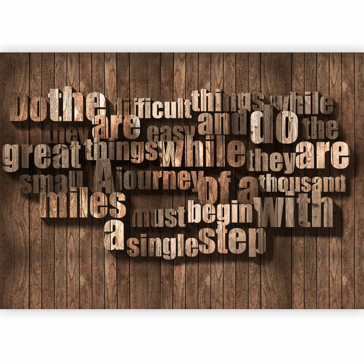 Photo Wallpaper Motivational Quote - English Text on Background with Wooden Texture 64863 additionalImage 1