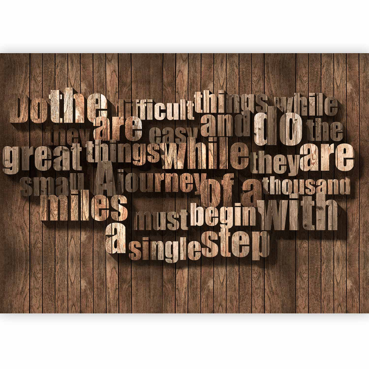 Photo Wallpaper Motivational Quote - English Text on Background with Wooden Texture 64863 additionalImage 5
