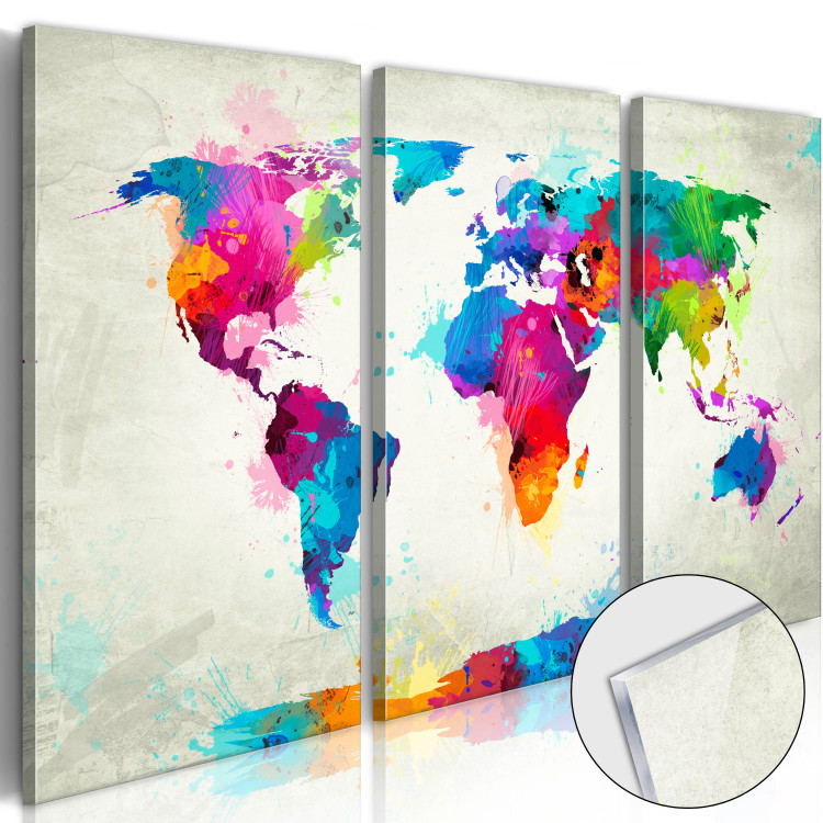 Print On Glass World Map: An Explosion of Colours [Glass] 92063