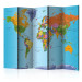 Folding Screen Colorful Geography - world map with colorful continents and captions 95563