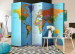 Folding Screen Colorful Geography - world map with colorful continents and captions 95563 additionalThumb 2