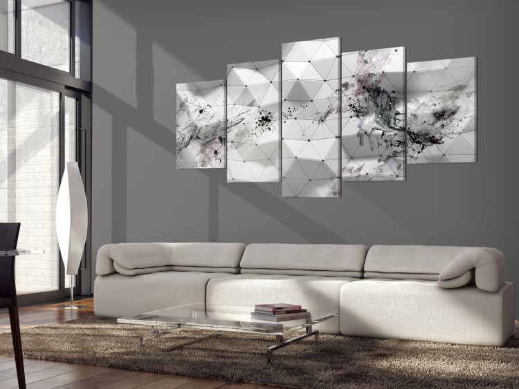 Canvas Print Blots and Triangles - Abstract Gray Texture in Industrial Style 98163 additionalImage 3